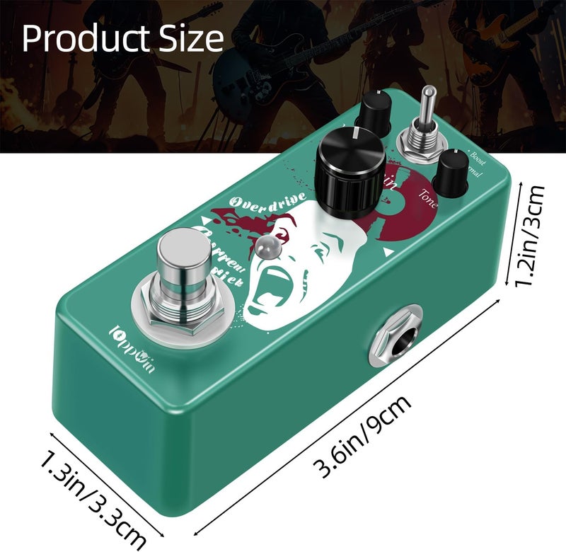 IOppWin Greenizer Dist Tube-Style Distortion Pedal - Dual Mode (Normal/Boost) Hyper-Realistic Guitar Effects w/True Bypass, Metal Housing, Compact Design for Rock/Metal/Blues - Image 1